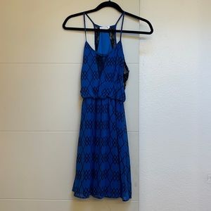 Lush mini dress with lace inset